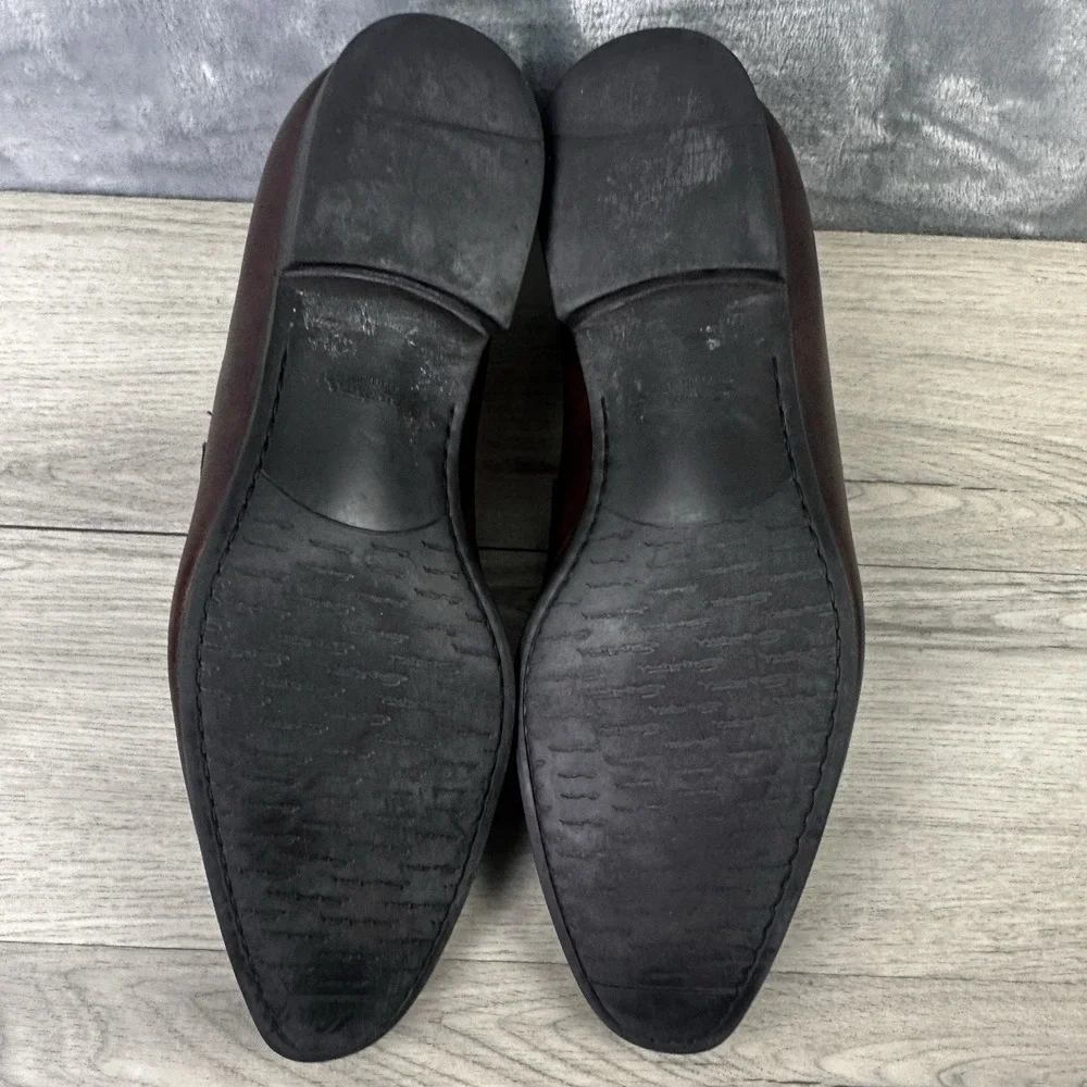 Santoni 8087 Penny Loafers Men's 11 D Brown Leather Made in Italy